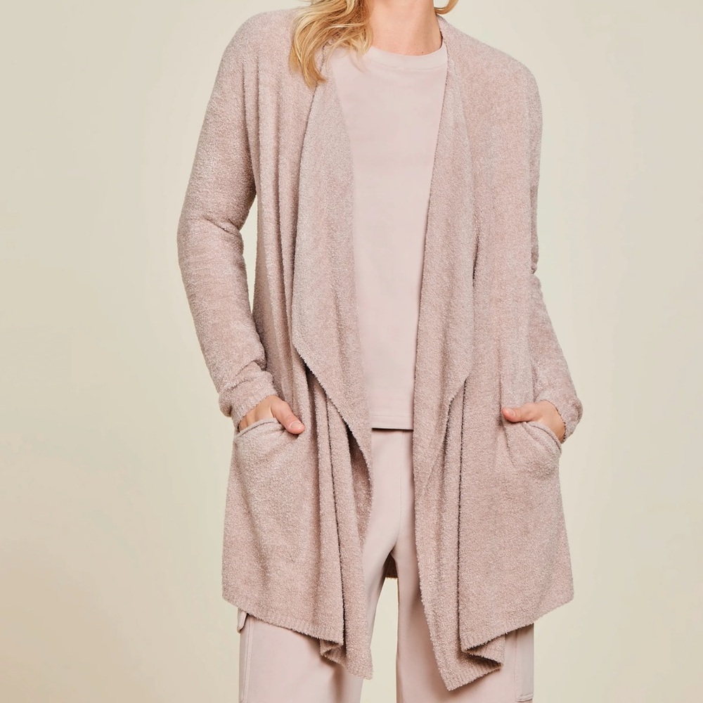 Barefoot Dreams Open-Front Cardigan in Taupe L